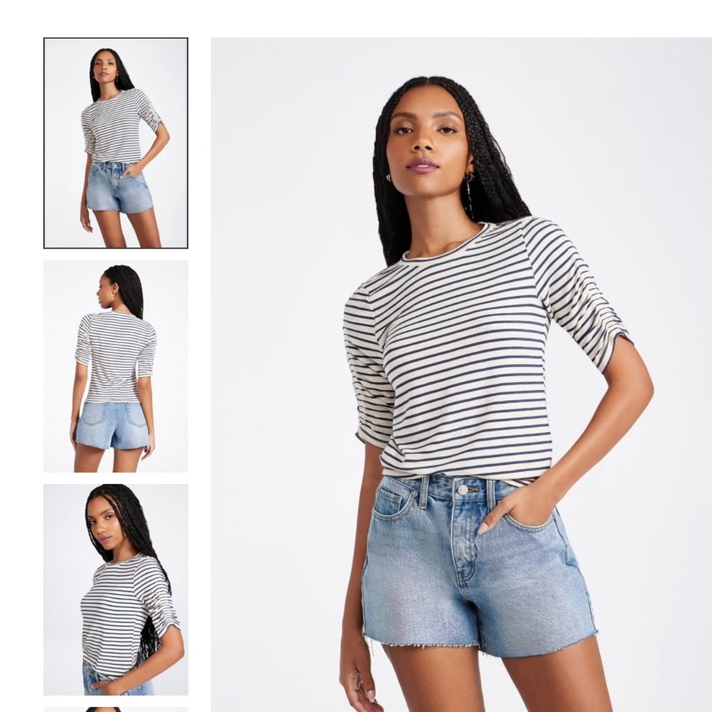NWT JustFab Ruched Elbow Sleeve Tee